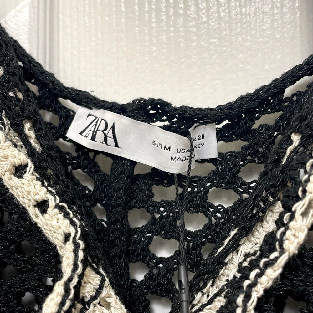 NWT Zara Pointelle Ruffled Knit Top - Picture 9 of 11
